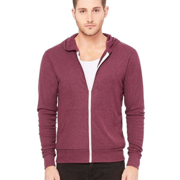 Unisex Triblend Lightweight Hooded Full-Zip Tee Thumbnail